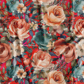 Vintage Rose Floral Digital Printed Fabric Material Wholesale Price