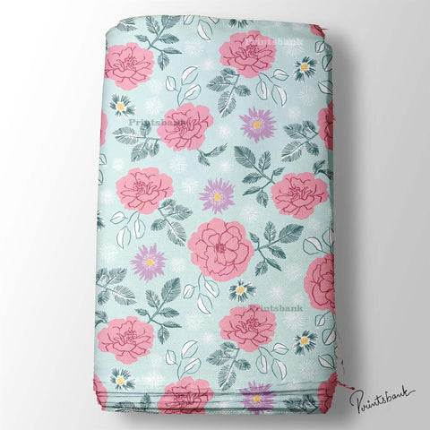 Aqua Blue Floral Printed Fabric Wholesale Rate Online Aqua Blue Floral Printed Fabric Wholesale Rate Online