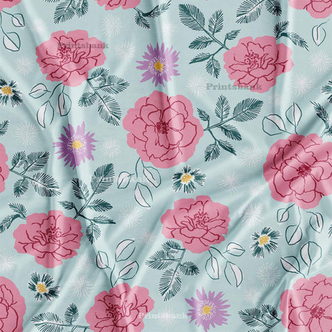 Aqua Blue Floral Printed Fabric Wholesale Rate Online Aqua Blue Floral Printed Fabric Wholesale Rate Online