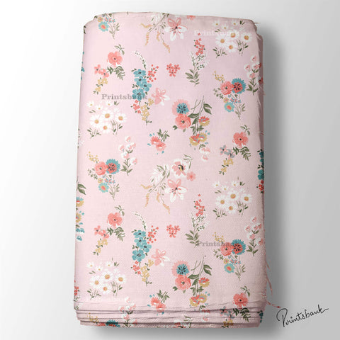 Baby Pink Small Floral Printed Fabric For Kids Garment Manufacturer Baby Pink Small Floral Printed Fabric For Kids Garment Manufacturer