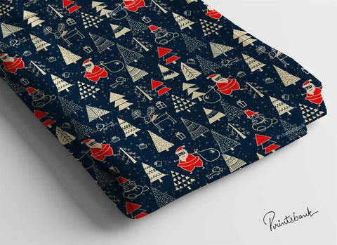 Navy Blue Christmas Digital Printed Fabric Manufacture Navy Blue Christmas Digital Printed Fabric Manufacture