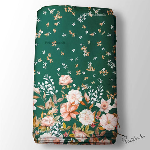 Sale! Bottle Green Blossom Cotton fabric Sale! Bottle Green Blossom Cotton fabric