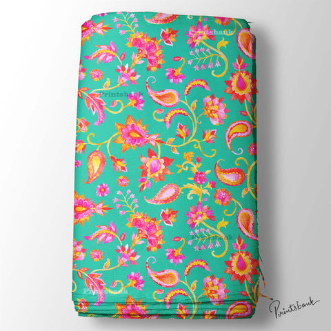 Bright Green Pink Paisley Printed Fabric Material For Kurti Manufacturer Bright Green Pink Paisley Printed Fabric Material For Kurti Manufacturer