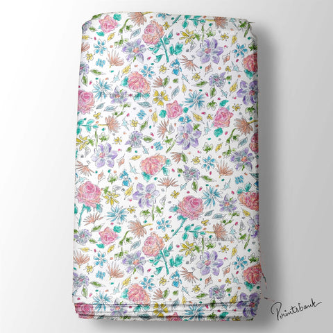 Watercolour Floral Printed Fabric Watercolour Floral Printed Fabric