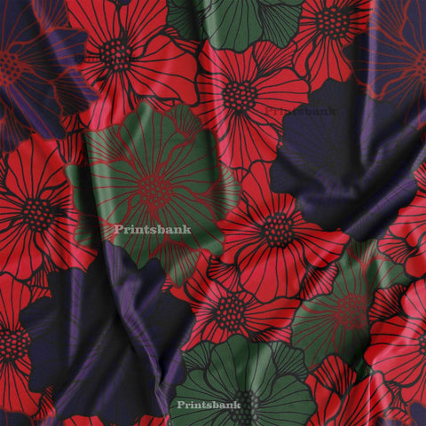 Dark Big Floral Printed Fabric Material Dress Manufacturer In India Dark Big Floral Printed Fabric Material Dress Manufacturer In India