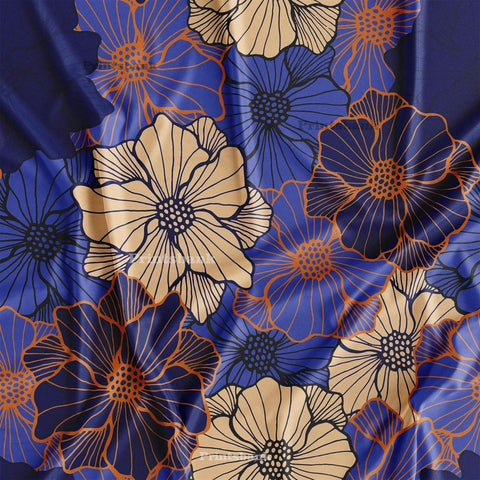 Blue Shaded Big Floral Printed Fabric Wholesale Online India Blue Shaded Big Floral Printed Fabric Wholesale Online India