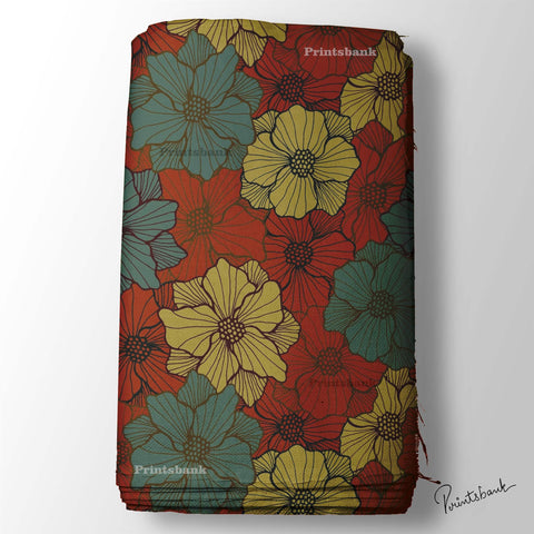 Dark Brown Big Floral Printed Fabric Suit Manufacturer In Surat Dark Brown Big Floral Printed Fabric Suit Manufacturer In Surat