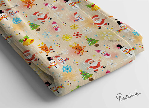 Light Color Christmas Santa Printed Fabric Manufacture Light Color Christmas Santa Printed Fabric Manufacture