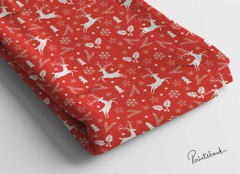 Red Christmas Digital Printed Fabric Manufacture India Red Christmas Digital Printed Fabric Manufacture India