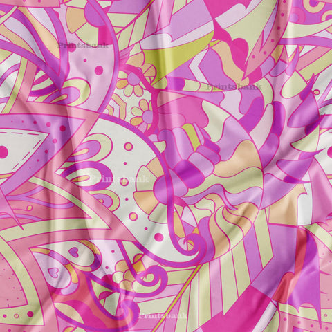 Pink Barbie Abstrac Fabric wholesale in india Pink Barbie Abstrac Fabric wholesale in india