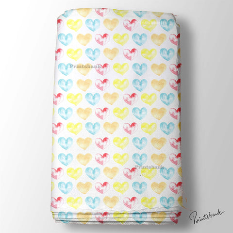 Yellow Blue Valentine Love Printed Fabric For Boutique Yellow Blue Valentine Love Printed Fabric For Boutique