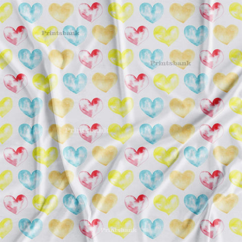 Yellow Blue Valentine Love Printed Fabric For Boutique Yellow Blue Valentine Love Printed Fabric For Boutique