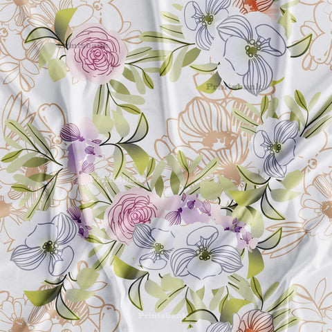 Big Floral Pastel Printed Fabric For Boutique Quality Material Big Floral Pastel Printed Fabric For Boutique Quality Material