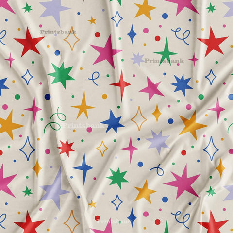 Multicolour Star Christmas Nursery Digital Printed Fabric Material For Kid's Multicolour Star Christmas Nursery Digital Printed Fabric Material For Kid's