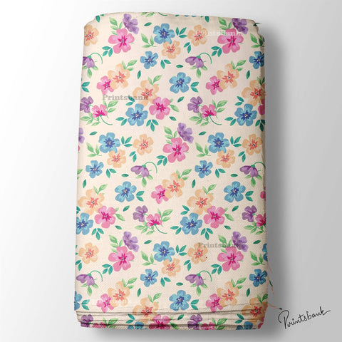 Watercolour Floral Printed Fabric Watercolour Floral Printed Fabric
