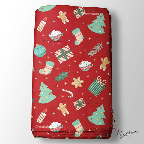 Red Christmas Nursery Digital Printed Fabric Material Wholesale Price Red Christmas Nursery Digital Printed Fabric Material Wholesale Price