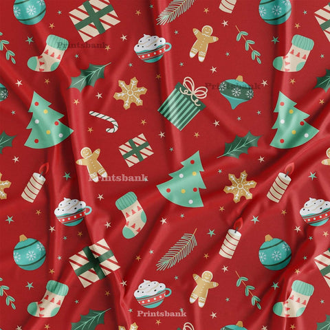 Red Christmas Nursery Digital Printed Fabric Material Wholesale Price Red Christmas Nursery Digital Printed Fabric Material Wholesale Price