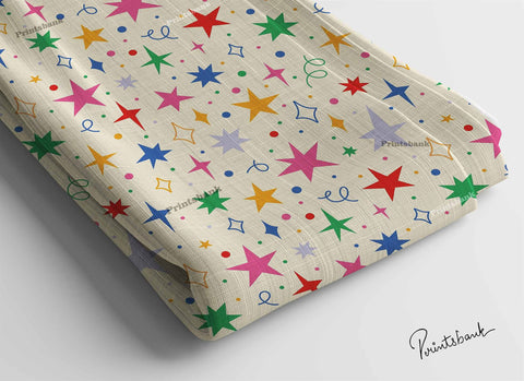 Christmas Multi Color Star Printed Fabric Online Market Christmas Multi Color Star Printed Fabric Online Market