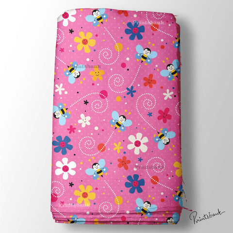 Pink Baby floral Printed Wholesale Fabric For Dresses Pink Baby floral Printed Wholesale Fabric For Dresses