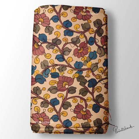 Vintage Kalamkari Floral Digital Printed Fabric Wholesale Price Vintage Kalamkari Floral Digital Printed Fabric Wholesale Price