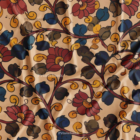 Vintage Kalamkari Floral Digital Printed Fabric Wholesale Price Vintage Kalamkari Floral Digital Printed Fabric Wholesale Price