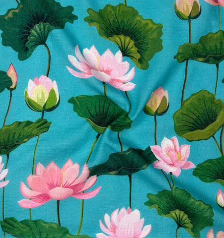 Soft Poly Cotton Lilen Pichwai Digital Printed Fabric Soft Poly Cotton Lilen Pichwai Digital Printed Fabric