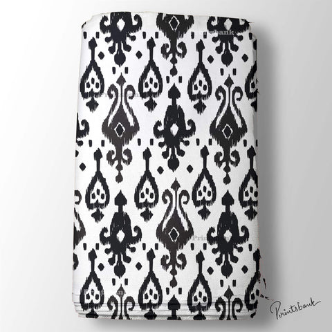 Black & White Digital Printed Ikat Fabric Material Online Black & White Digital Printed Ikat Fabric Material Online