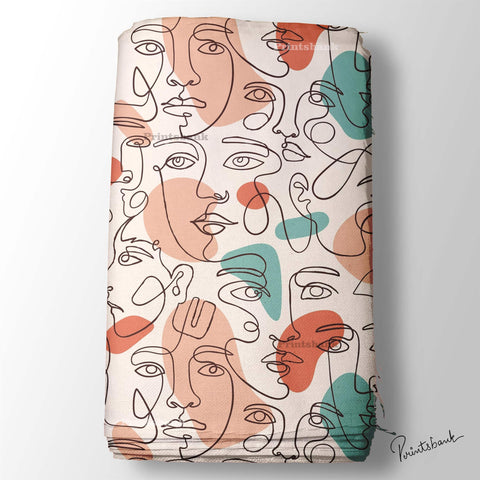 Abstract Designer Faces Digital Printed Fabric For Cord Sets Manufacturer Abstract Designer Faces Digital Printed Fabric For Cord Sets Manufacturer