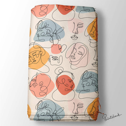 Designer Abstract Model Faces Printed Fabric Wholesale Market Price Designer Abstract Model Faces Printed Fabric Wholesale Market Price