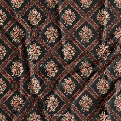 Black Floral Printed Wholesale Fabric For Kurti Black Floral Printed Wholesale Fabric For Kurti
