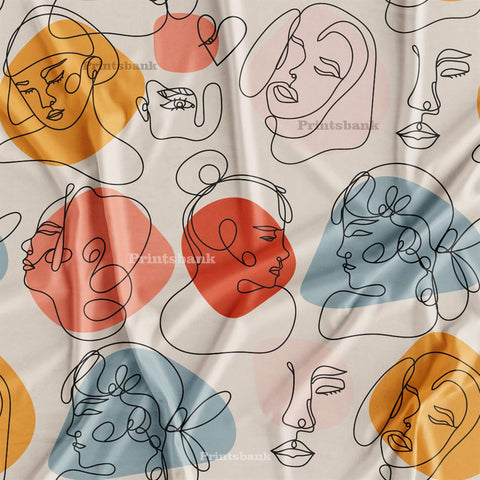 Designer Abstract Model Faces Printed Fabric Wholesale Market Price Designer Abstract Model Faces Printed Fabric Wholesale Market Price