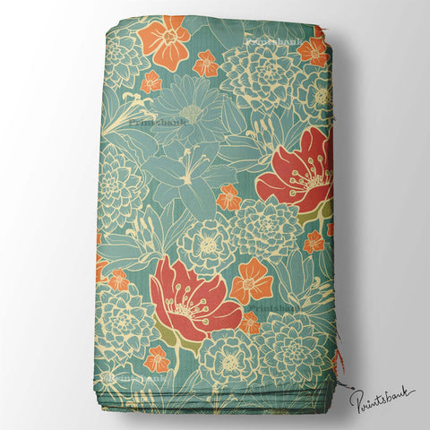 Big Floral Designer Printed Fabric For Dresses Big Floral Designer Printed Fabric For Dresses