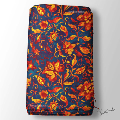 Dark Till Blue Designer Printed Fabric Dark Till Blue Designer Printed Fabric