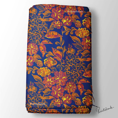 Blue Floral Printed Fabric For Wholesale Kurti Blue Floral Printed Fabric For Wholesale Kurti