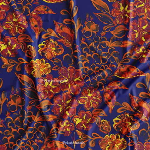 Blue Floral Printed Fabric For Wholesale Kurti Blue Floral Printed Fabric For Wholesale Kurti