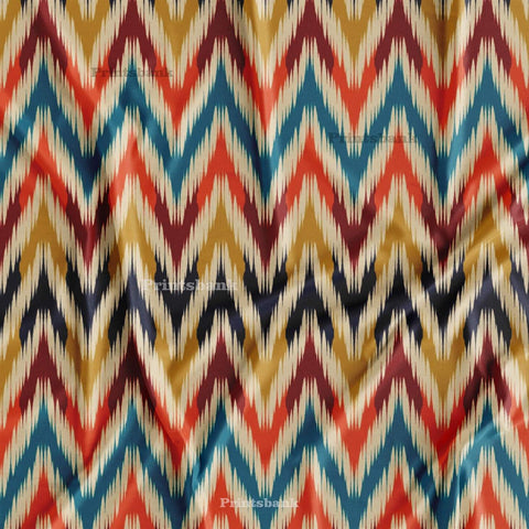 Multi Colour Ikat Digital Printed Fabric For Boutique Multi Colour Ikat Digital Printed Fabric For Boutique