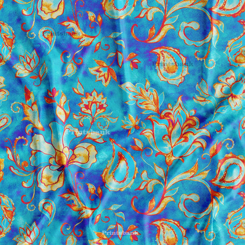 Bright Blue Paisley Printed Fabric Manufacturer India Bright Blue Paisley Printed Fabric Manufacturer India