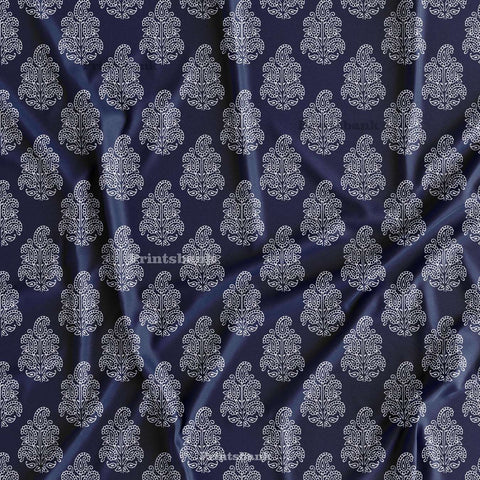 Dark Blue Floral Motif Printed Fabric For Kurti Wholesale Dark Blue Floral Motif Printed Fabric For Kurti Wholesale