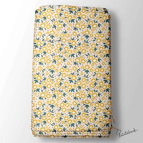 Yellow Small Floral Printed Fabric For Boutique Yellow Small Floral Printed Fabric For Boutique