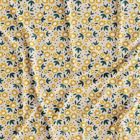 Yellow Small Floral Printed Fabric For Boutique Yellow Small Floral Printed Fabric For Boutique