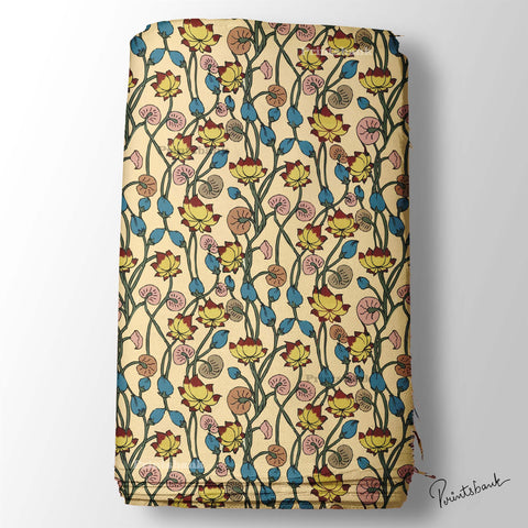 Designer Pichwai Floral Digital Printed Fabric For Wholesale Online Designer Pichwai Floral Digital Printed Fabric For Wholesale Online