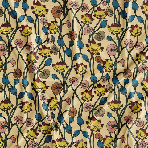 Designer Pichwai Floral Digital Printed Fabric For Wholesale Online Designer Pichwai Floral Digital Printed Fabric For Wholesale Online