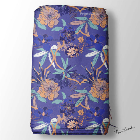 Designer Blue Floral Digital Printed Fabric Manufacturer In India Designer Blue Floral Digital Printed Fabric Manufacturer In India