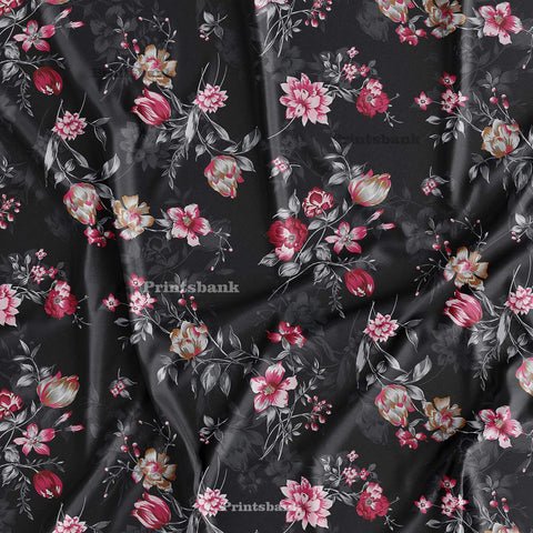 Black 3D Floral Digital Printed Fabric Wholesale India Black 3D Floral Digital Printed Fabric Wholesale India