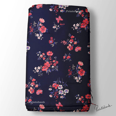 Dark Navy Blue With Bright Pink Floral Fabric Wholesale Online Dark Navy Blue With Bright Pink Floral Fabric Wholesale Online