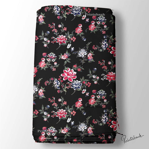 Black Floral Digital Printed Fabric Material For Boutique Black Floral Digital Printed Fabric Material For Boutique