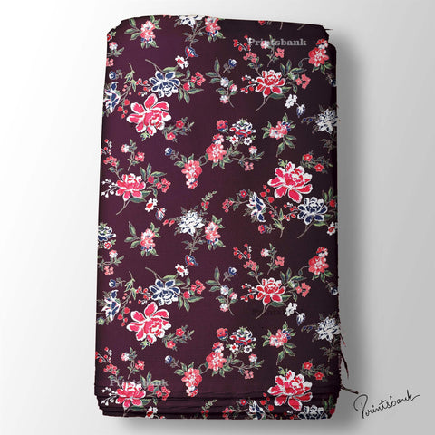 Wine Floral Digital Printed Wholesale Fabric Online India Wine Floral Digital Printed Wholesale Fabric Online India