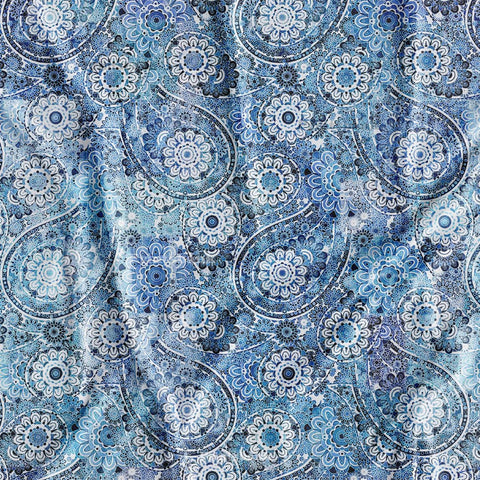 Blue 3D Paisley Digital Printed Fabric Material Wholesale Price Blue 3D Paisley Digital Printed Fabric Material Wholesale Price