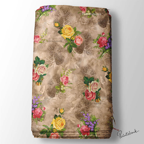 3D Vintage Rose Floral Printed Fabric Wholesale Price For Dress 3D Vintage Rose Floral Printed Fabric Wholesale Price For Dress