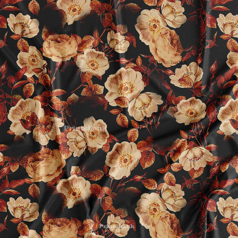 Black Vintage Rose Floral Digital Printed Fabric For Boutique Black Vintage Rose Floral Digital Printed Fabric For Boutique